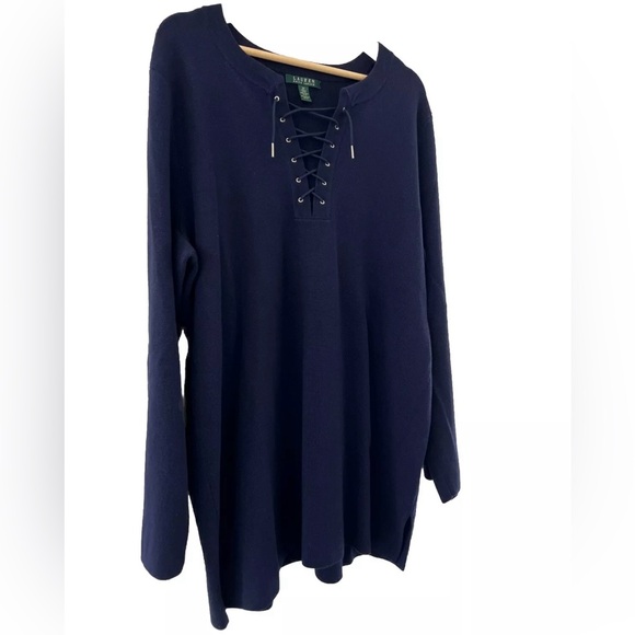 Lauren Ralph Lauren Navy Sweater 2X 100% Cotton - Picture 8 of 16